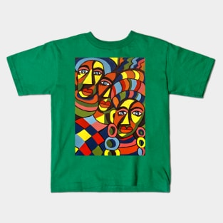 African Traditional Tribal Women Abstract Art Canvas Painting 5 Kids T-Shirt